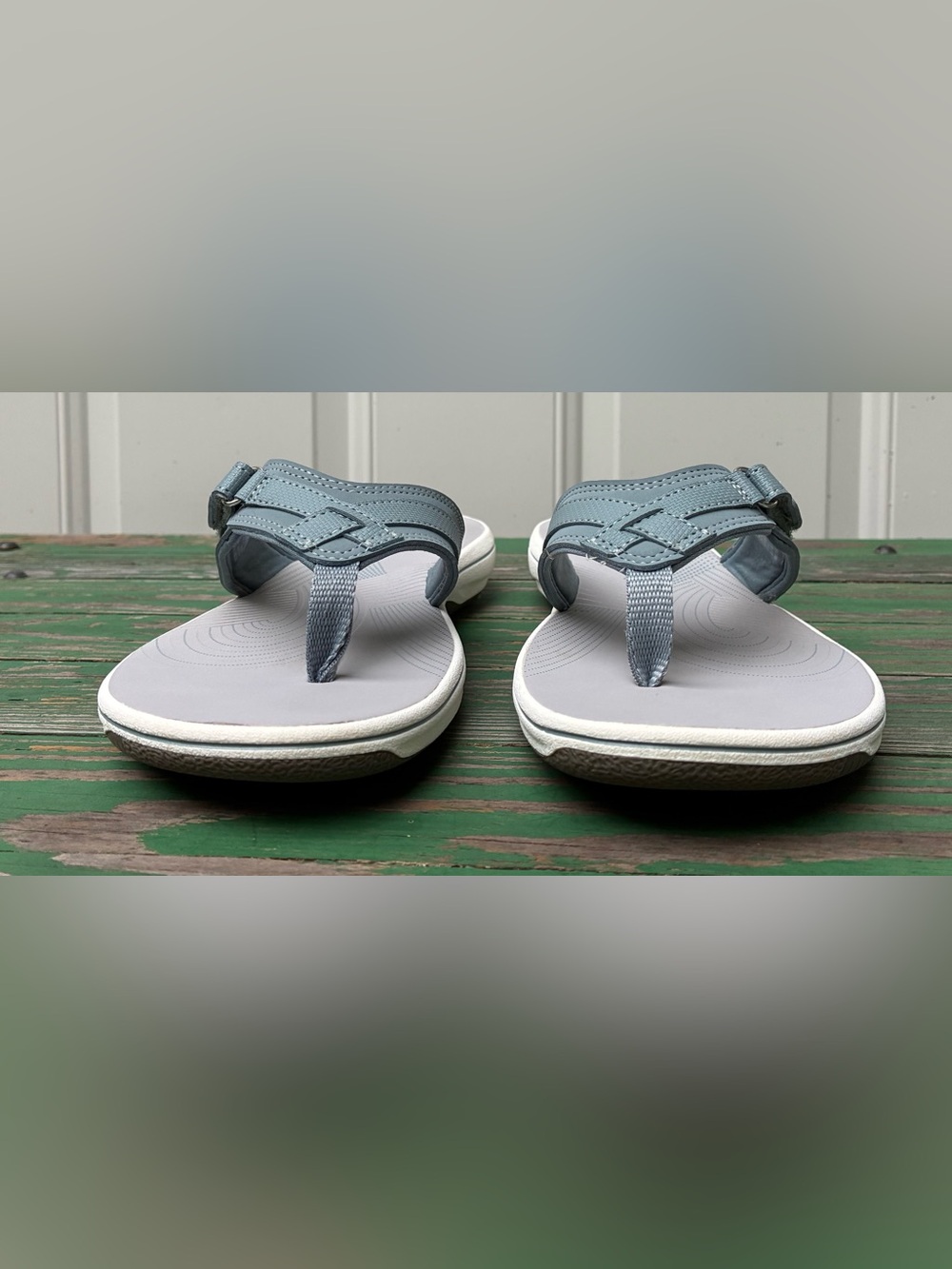 Clarks Cloudsteppers Womens Sz 10 Breeze Sea Blue Gray Flip Flop Sandals - Picture 10 of 15